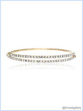 Rhinestone Coil Bangle Bracelet Silver Gold Plated Women Flexible Adjustable